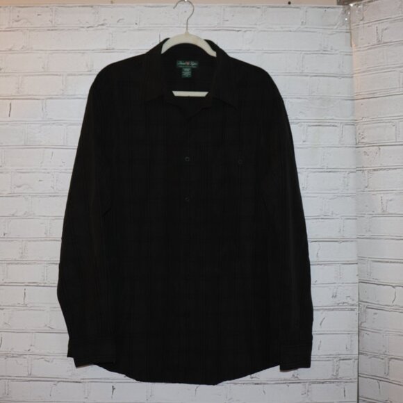 Gray plaid luxury microfiber button-down long sleeve shirt size XL David Taylor - Picture 5 of 7